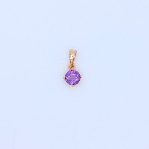 "Minimalist Purple Round Pendant in Rose Gold Petite Design, XPPT1830 - Picture 9 of 13
